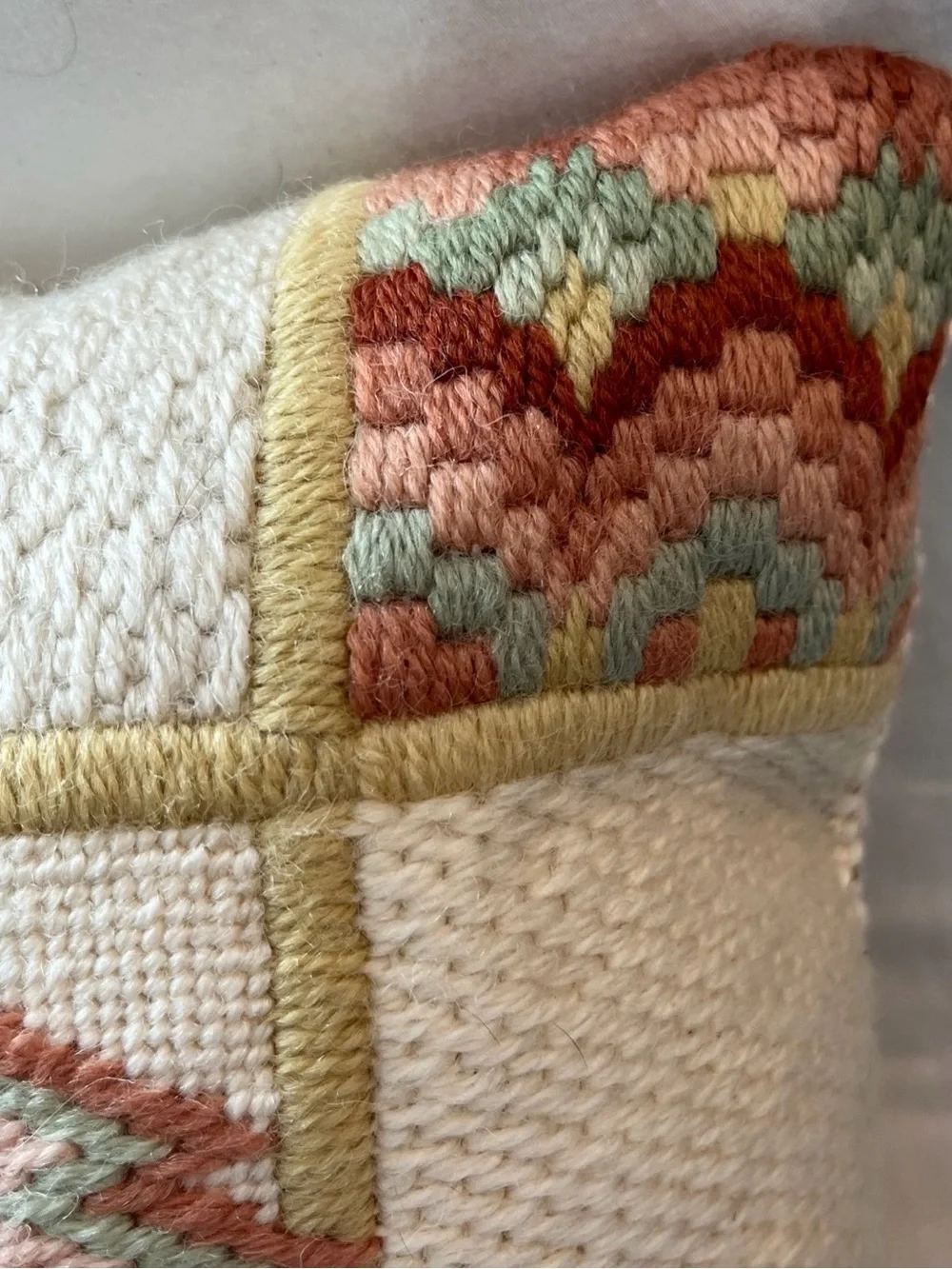 Vintage Florentine Flame Stitch  Geometric Pillow – Southwestern/Bohemian Motif